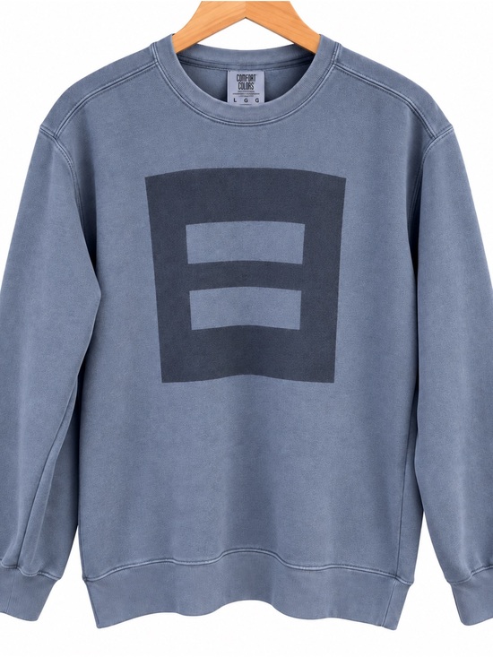 Comfort Colors Tops - HRC Human Rights Campaign Icon Logo Unisex Crewneck Sweatshirt Blue Medium